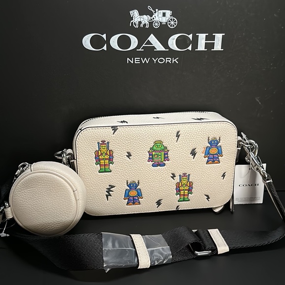 Coach Cosmic Charter Slim Crossbody Robot Print bag Leather Purse Graphic Motif - Picture 9 of 10